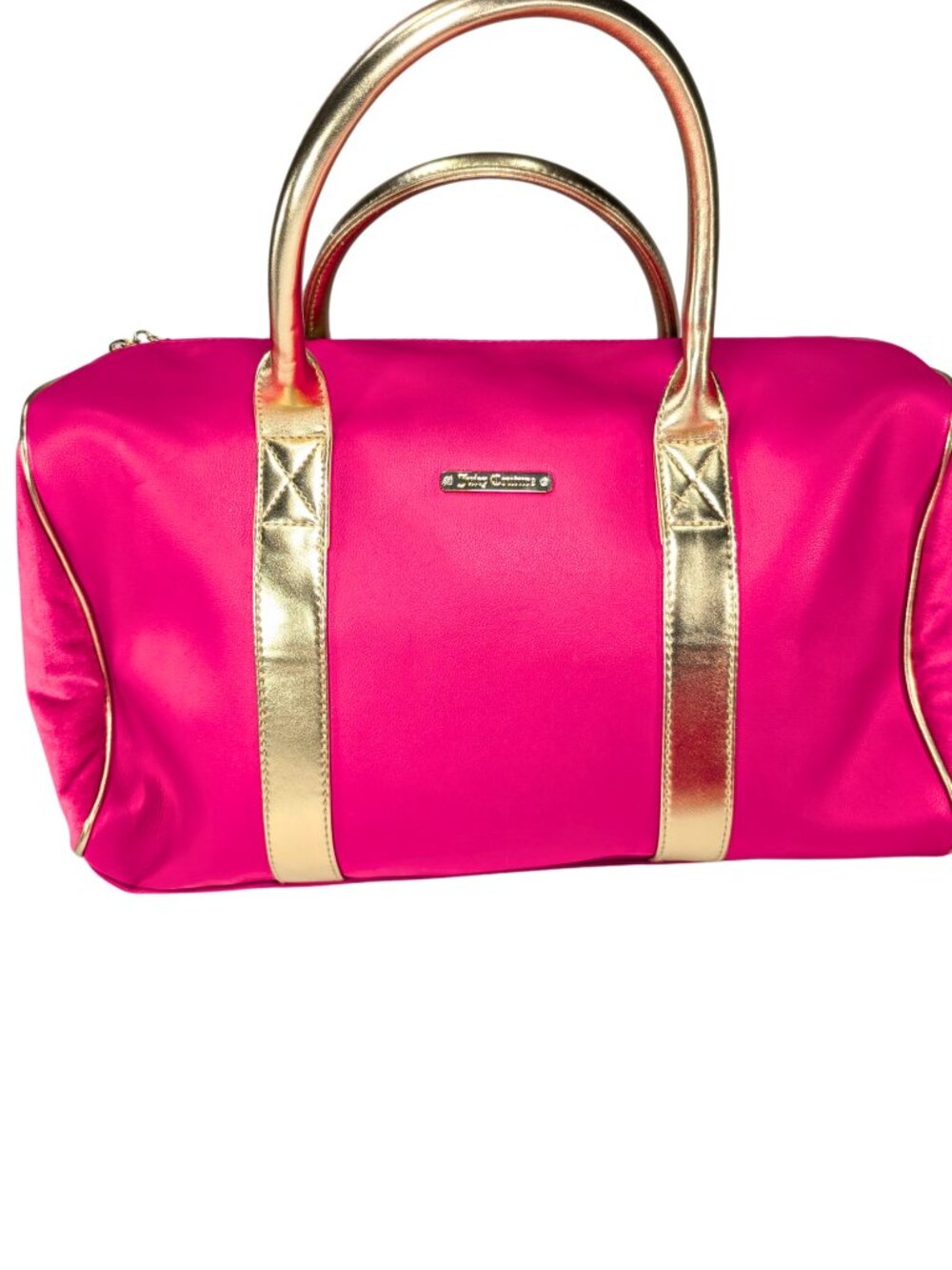 Juicy Couture Hot Pink 2-Piece Travel Gym Overnight Duffel Velour Cosmetic Bag - Picture 3 of 11